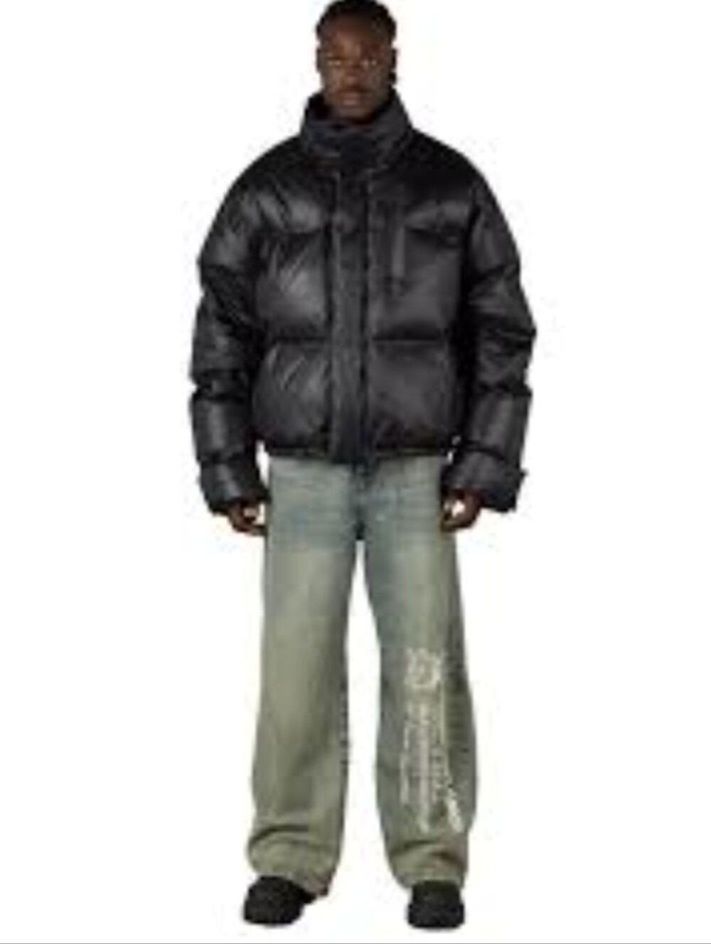 NWT Trendt Vision Black Puffer Jacket Coat Hooded Full Zip Sz L